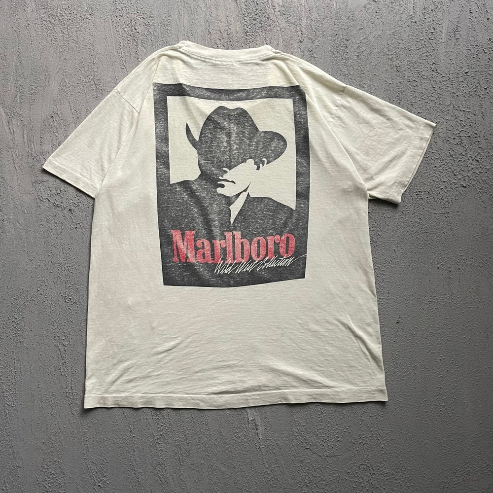 Vintage Marlboro T Shirt Mens Extra Large White 1990s Wild West Collection